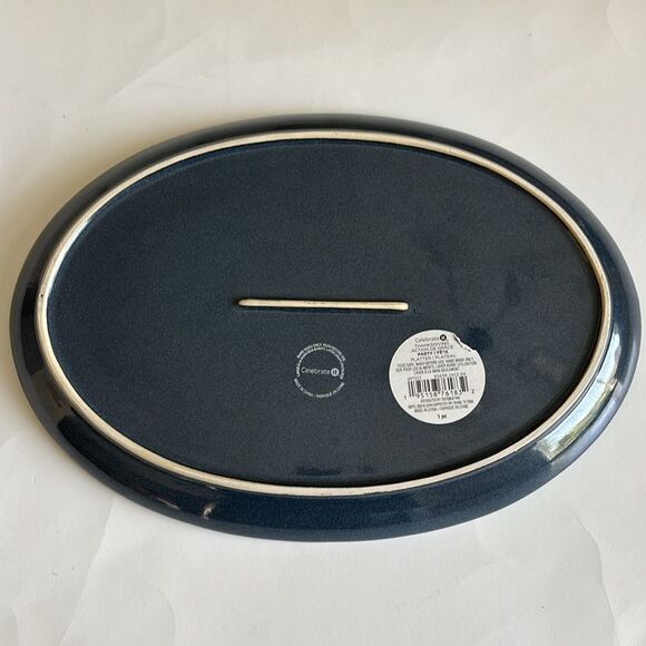 Thankful Platter Thanksgiving Holiday Blue Oval 14” Celebrate It - Picture 7 of 9